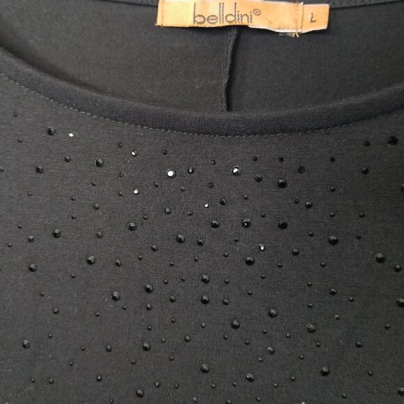 Belldini Sharkbite Beaded Black Tunic Large - Picture 2 of 6